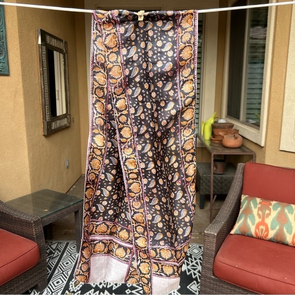 SILK SCARF Indian Block Print, Skinny Scarf, Beautiful - Picture 5 of 11
